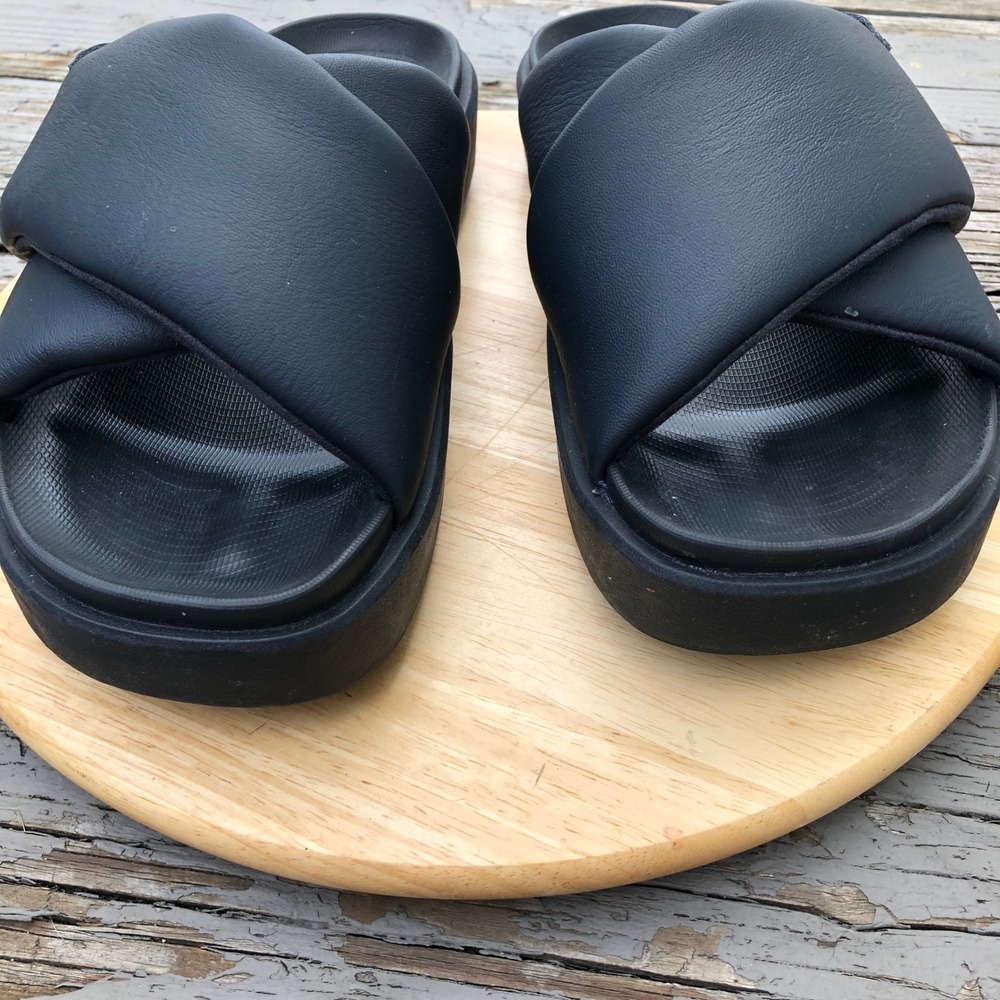 Jordan Black Slides Women 11 (Men 12.5) Sophia Platform DO8863 Crisscross Straps - Picture 3 of 12